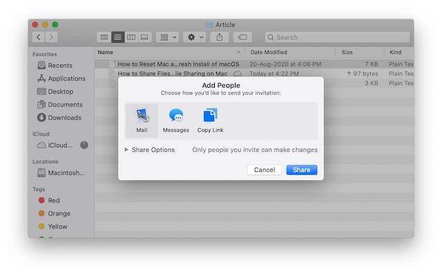 如何在Mac上使用iCloud文件共享来共享文件