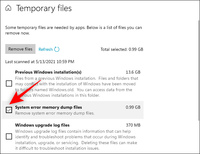 如何在 Windows 10 上删除系统错误内存转储文件