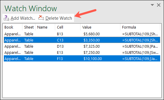 DeleteFromWatchWindow-Excel