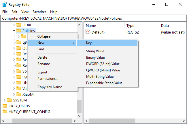 Google-Subkey-in-registry-editor