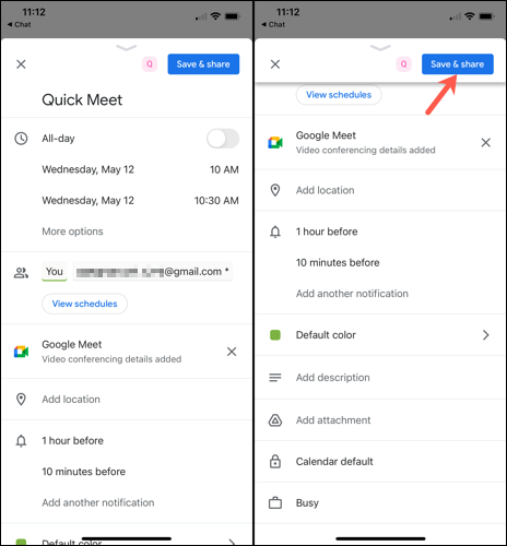 GoogleCalendarSaveShare-GoogleChatMobile
