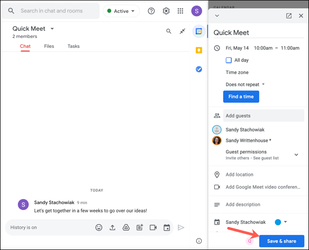 GoogleCalendarSaveShare-GoogleChatOnline