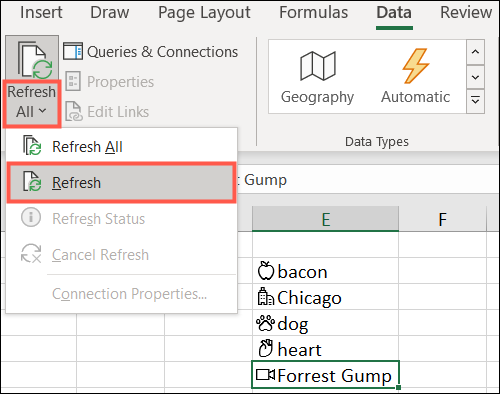 RefreshDataType-Excel