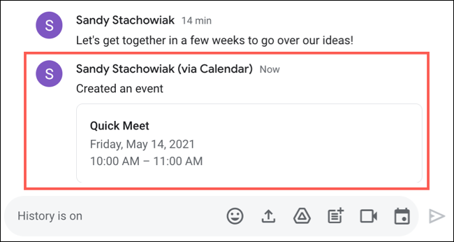 如何在 Google Chat 中安排 Google 日历活动