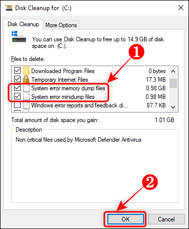 Select-system-error-memory-dump-files-check-box