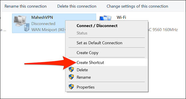 如何在 Windows 10 中向桌面添加 VPN 快捷方式