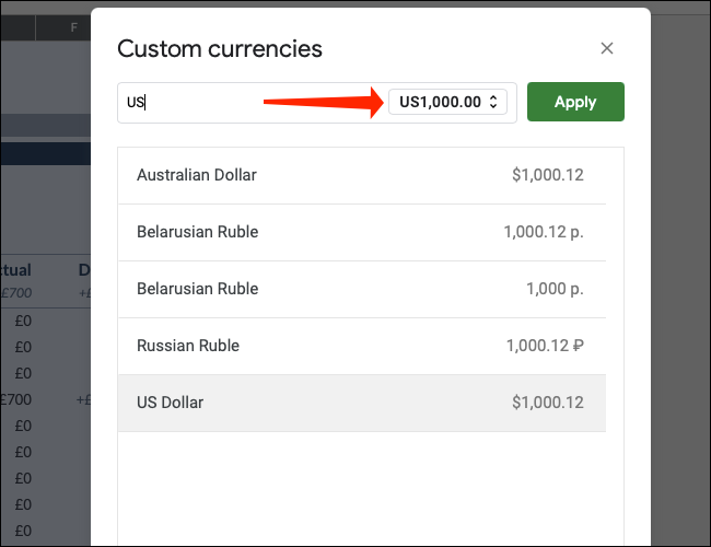 如何更改 Google 表格中的货币符号