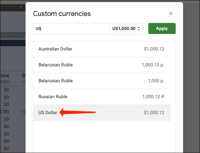 如何更改 Google 表格中的货币符号