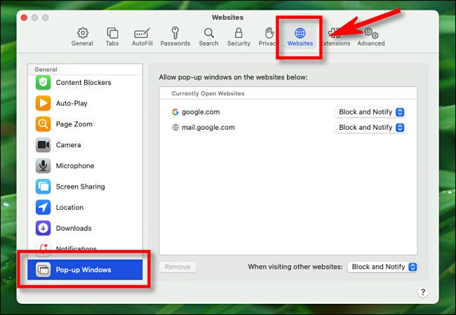如何在 Mac 上的 Safari 中允许弹出窗口