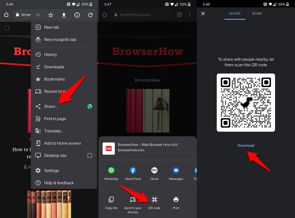 Create-a-QR-code-and-download-on-Chrome-Android-browser