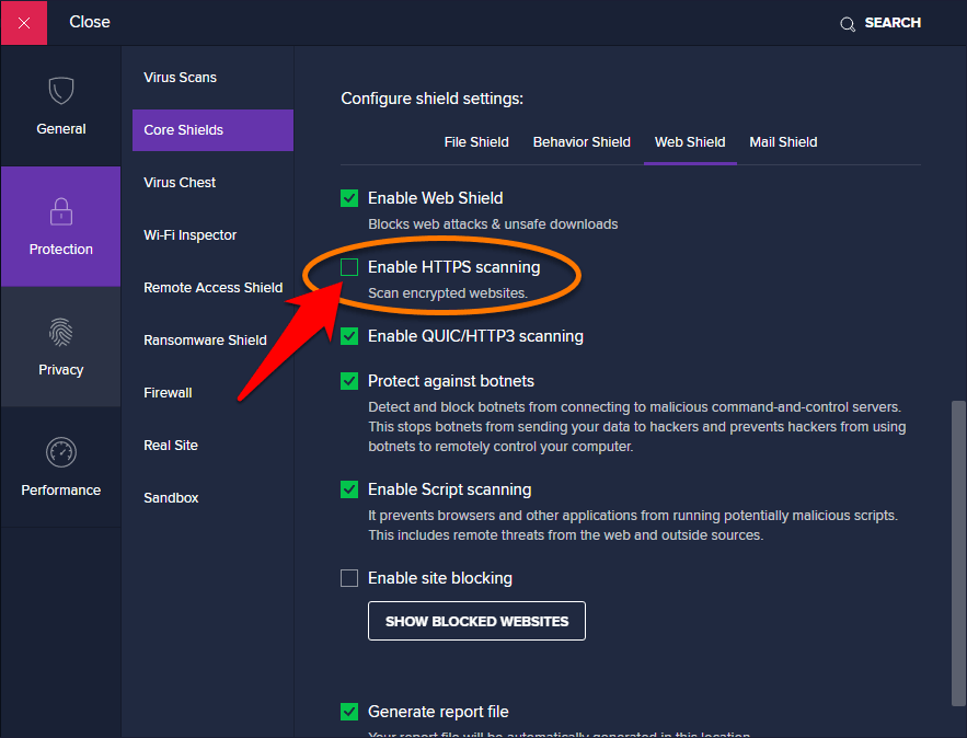 Disable-HTTPS-scanning-in-the-Antivirus-software