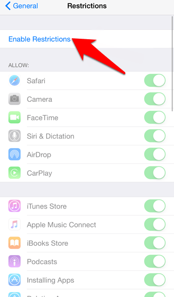 Enable-Restriction-option-in-iOS