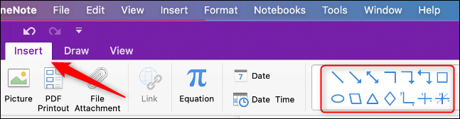 Insert-tab-and-shape-library