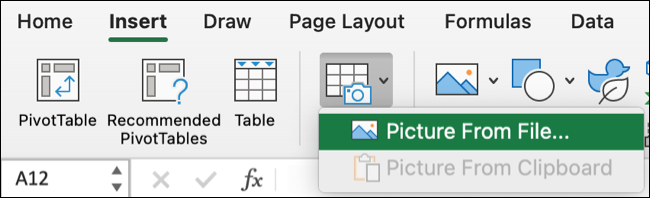 如何在 Microsoft Excel for Mac 中插入图片中的数据
