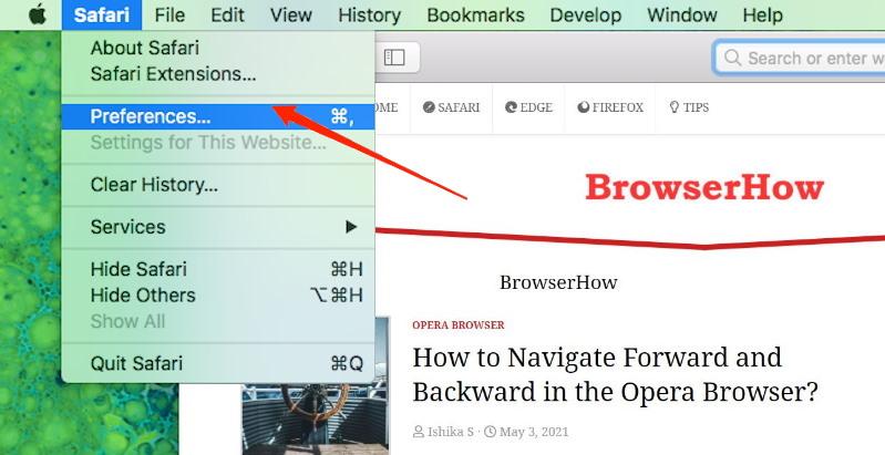 Safari-Preferences-menu-under-Apple-Logo