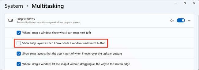 如何在 Windows 11 中关闭捕捉布局