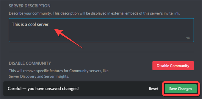 Add-Server-Description-and-Save-Changes