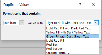 ConditionalFormattingDuplicateValuesPickFormat-Excel