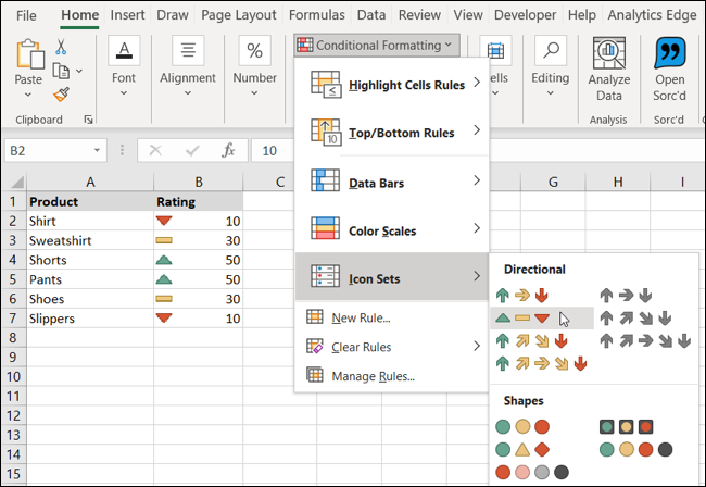 如何使用图标集来表示 Microsoft Excel 中的值