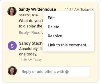 EditDeleteLinkCommentSidebar-GoogleSheets