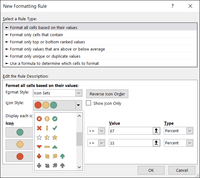 FormatBasedValuesSelectIconSet-Excel
