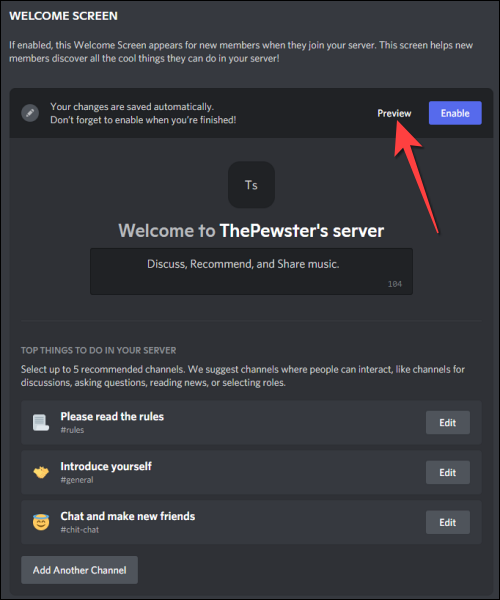 Hit-the-Preview-Button-to-see-the-Welcome-Screen-preview-in-Discord