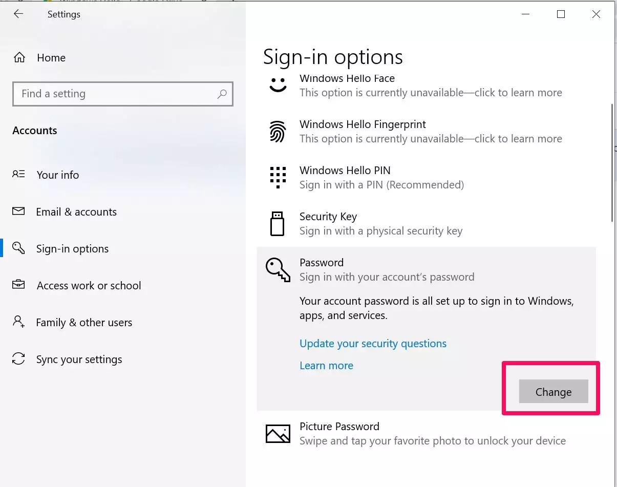 如何在 Windows 10 上更改或重置本地或 Microsoft 帐户的密码