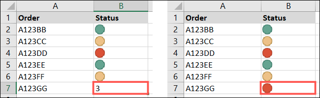 SampleIconSetRuleDisplay-Excel