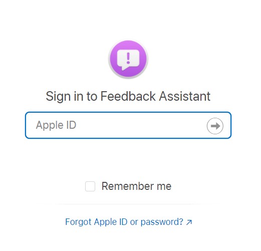 Sign-in-to-Feedback-Assistant-using-Apple-ID