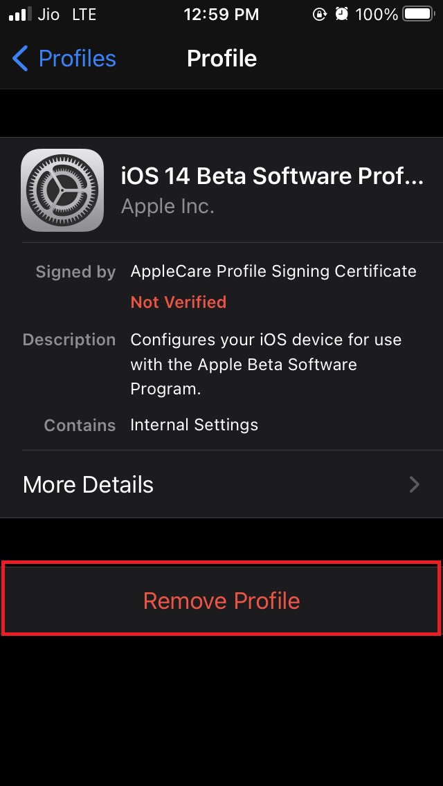remove-iOS-14-profile