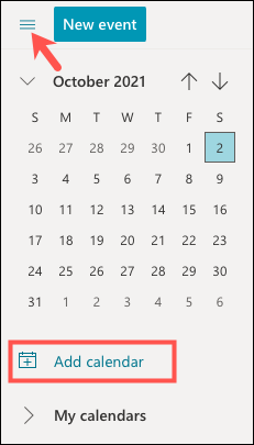 AddCalendar-OutlookCalendarWeb