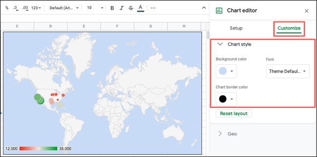 如何在 Google 表格中创建地理地图图表