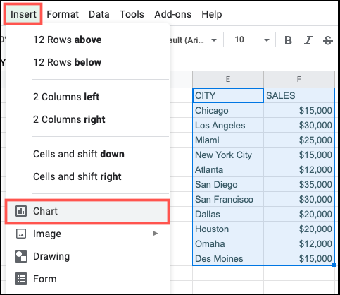 InsertChart-GoogleSheetsMapChart