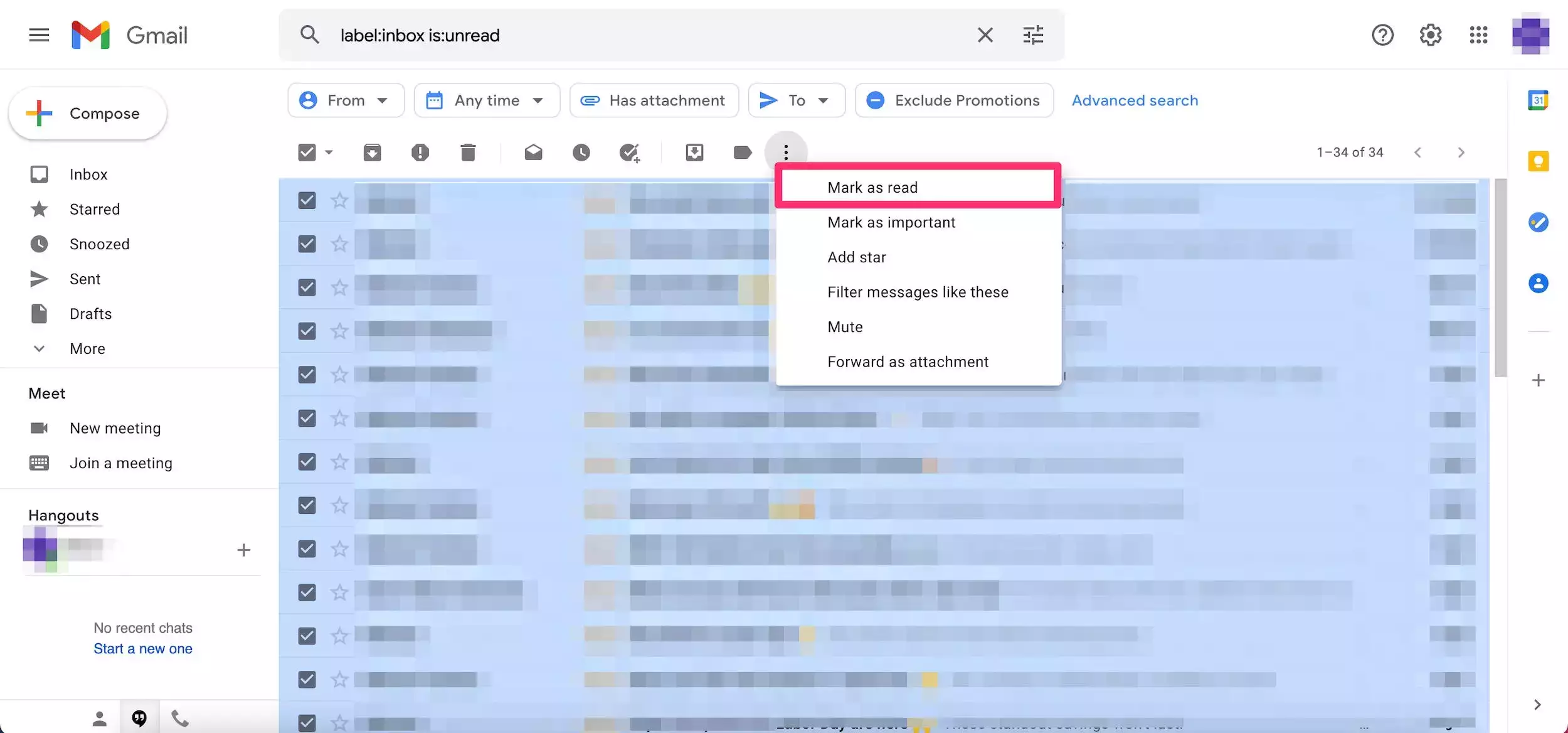 如何在 Gmail 中将所有电子邮件标记为已读