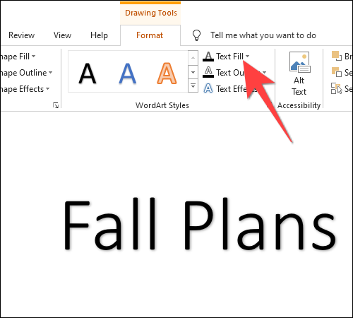 Select-Text-fill-from-Format-Tab-options
