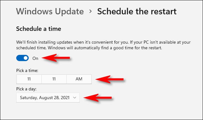 如何在 Windows 11 上为 Windows 更新安排重新启动