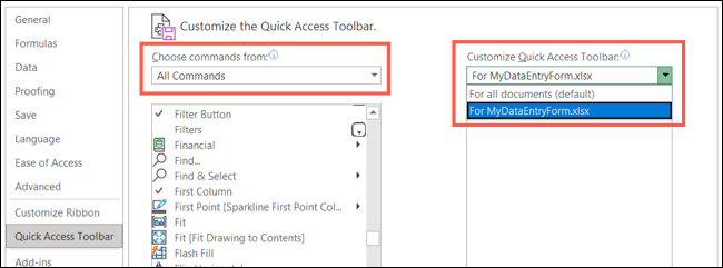 ChooseCommandsDocument-ExcelDataEntryForm