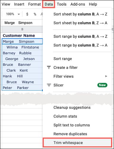 如何删除 Google 表格数据中的多余空格 如何删除 Google 表格数据中的多余空格