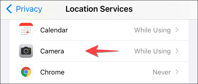 Select-camera-section-from-settings-app-on-iphone