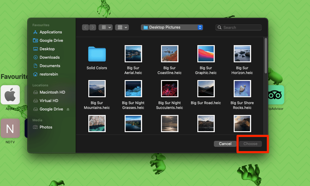 如何在Mac上更改背景图像？