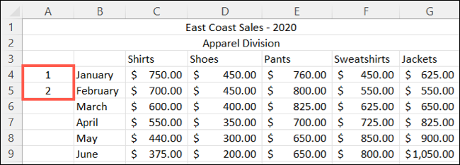 如何在 Microsoft Excel 中为行编号 如何在 Microsoft Excel 中为行编号