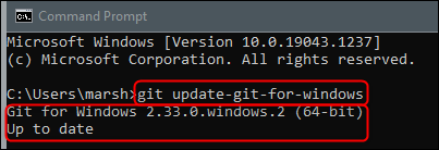 The-command-to-update-Git-on-Windows-and-the-success-message.