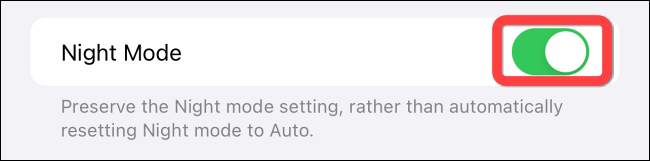 Toggle-on-button-for-night-mode