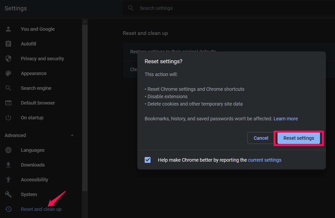 restore-Chrome-browser-settings