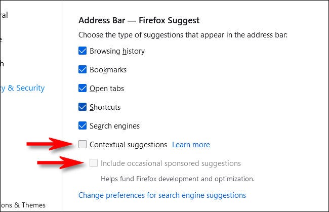 如何关闭 Firefox 地址栏中的建议广告