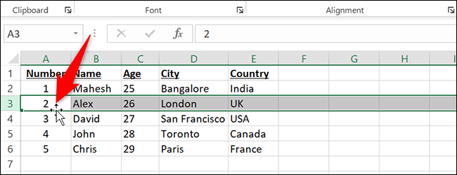 如何在 Microsoft Excel 中移动列和行