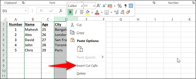 如何在 Microsoft Excel 中移动列和行
