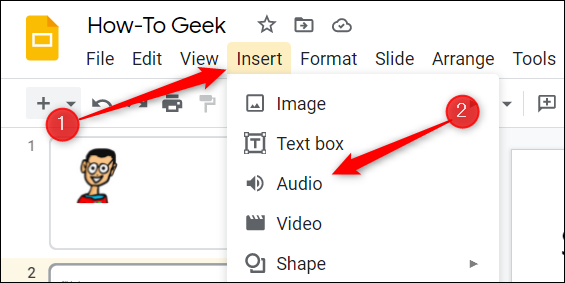 Click-Insert-and-then-click-Audio-from-the-menu.