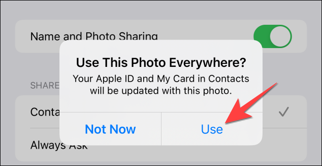 Select-use-on-use-this-photo-everywhere-prompt-on-iphone