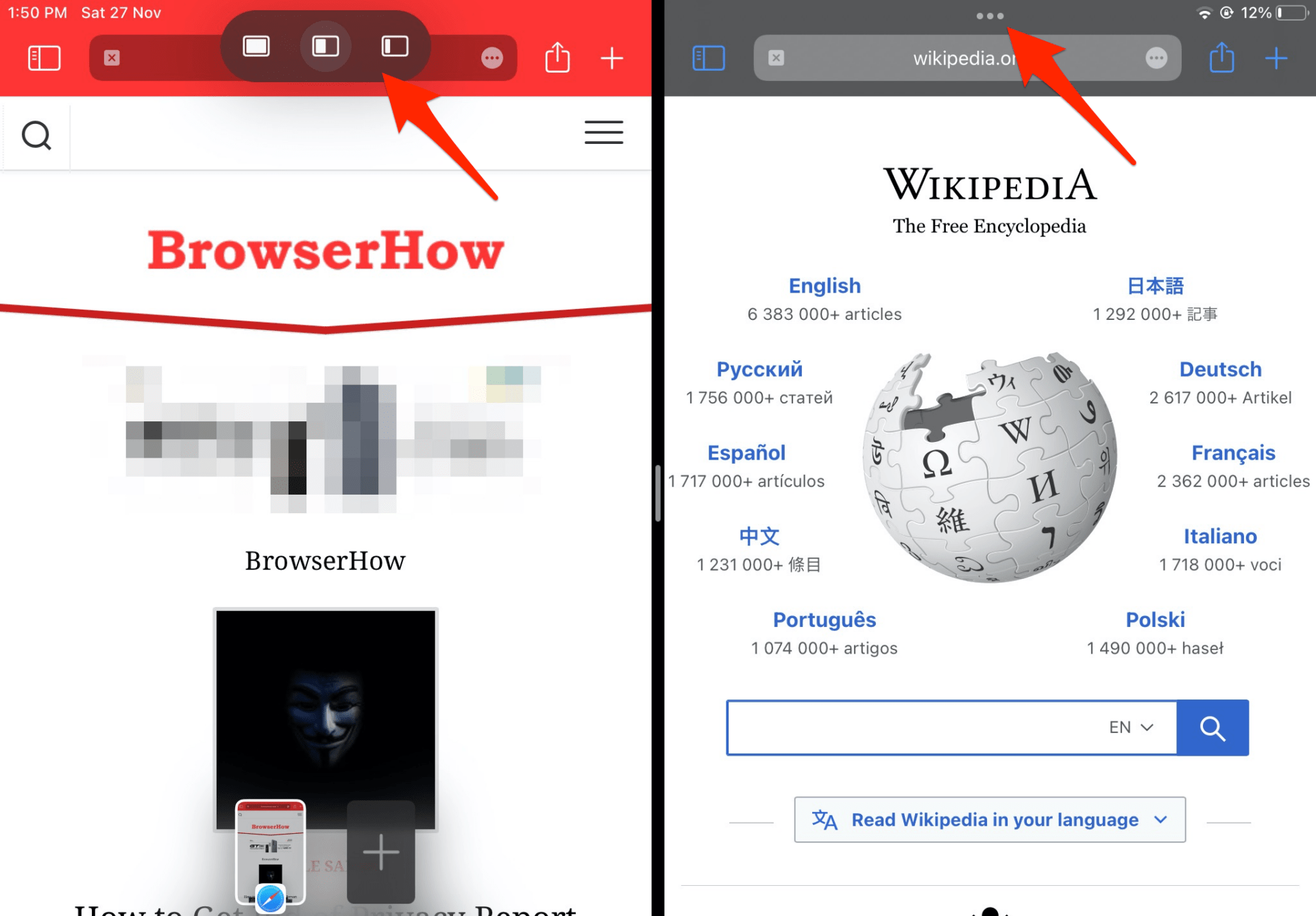 如何在 iPad Safari 中启动和关闭分屏? 如何在 iPad Safari 中启动和关闭分屏?
